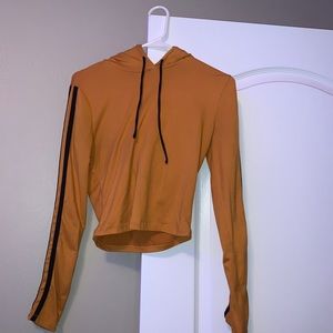 Form Fitting Yellow/Black CropTop with Hood